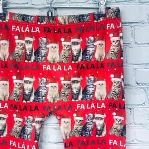 🎄NWOT |•CAPELLI NEW YORK•| Fleece Lined Santa Kitty Cat Christmas Leggings